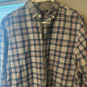 Banana Republic Luxe Flannel Button Down Shirt Size L Slim Fit Plaid Long Sleeve